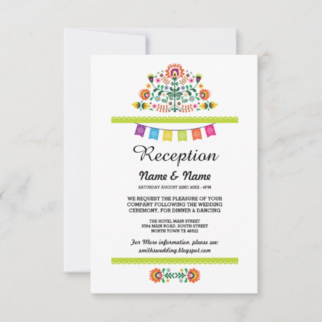Wedding Reception Fiesta Cards Mexican Inserts (Front)