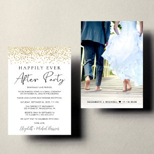Wedding Reception Gold Glitter Photo Announcement