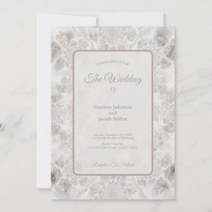 Wedding Reception Gold White Silver Simple Elegant Invitation