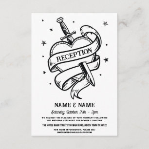 Wedding Reception Hearts Knife Tattoo Traditional Enclosure Card