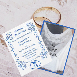 Wedding Reception Invitation Blue Sapphire Bells
