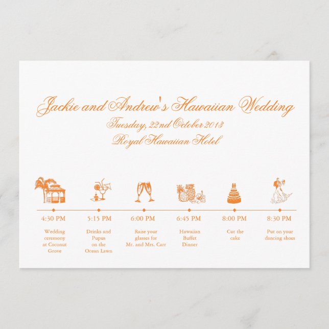 Wedding Reception Itinerary Timeline Program (Front)