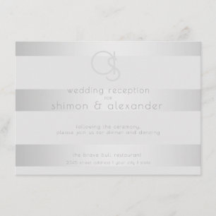 Wedding Reception Luminous Silver Stripes Enclosure Card