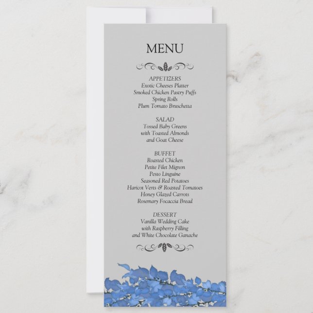 Wedding Reception Menu Cards (Front)