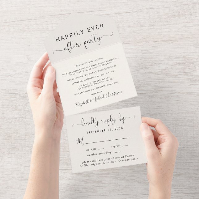 Wedding Reception Menu Choice Cream All In One Invitation (Tearaway)