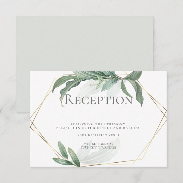 Wedding Reception | Modern Elegant Tropical Leaves Invitation (Front/Back)