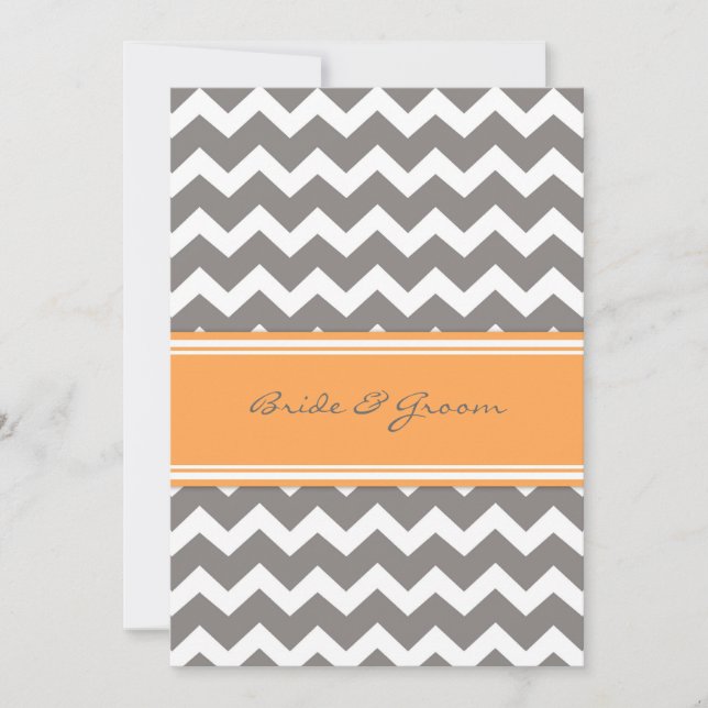 Wedding Reception Only Grey Orange Chevron Invitation (Front)
