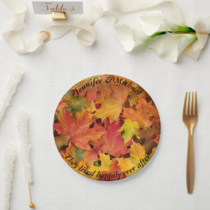 Wedding Reception Paper Plate Your Name Leaves