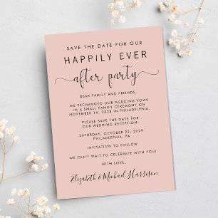 Wedding Reception Photo Blush Save the Date Announcement
