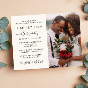 Wedding Reception Photo Cream Invitation