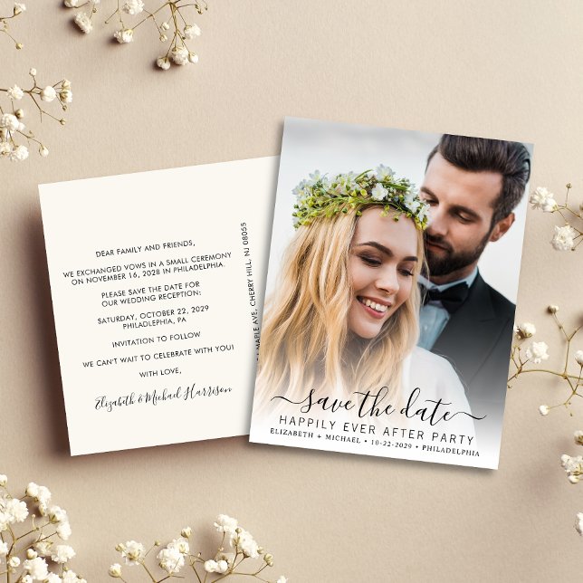 Wedding Reception Photo Cream Save the Date Announcement Postcard (Creator Uploaded)