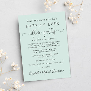 Wedding Reception Photo Mint Save the Date Announcement