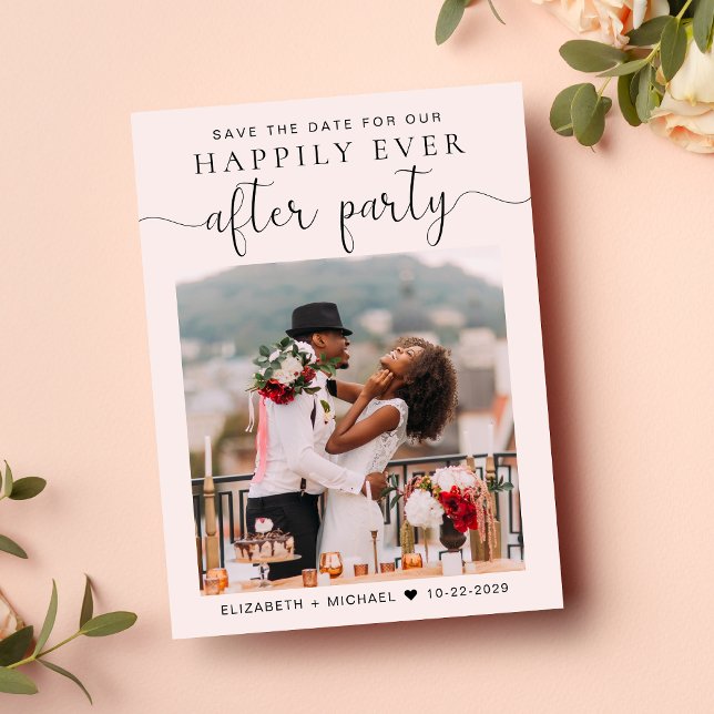 Wedding Reception Photo QR Code Pink Save the Date Announcement Postcard (A stylish save the date announcement for a reception to celebrate your elopement or private wedding)