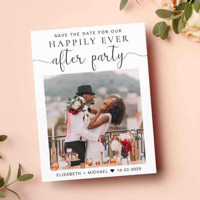 Wedding Reception Photo QR Code Save the Date Announcement Postcard (A stylish save the date announcement for a reception to celebrate your elopement or private wedding)