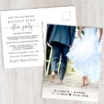 Wedding Reception Photo Save the Date Announcement Postcard<br><div class="desc">Wedding announcement and save the date for a reception or party to celebrate your elopement or smaller private wedding. The front features your favourite wedding photo, your first names and wedding and reception dates. The reverse features "Save the Date For Our Happily Ever After Party" in a mix of simple...</div>