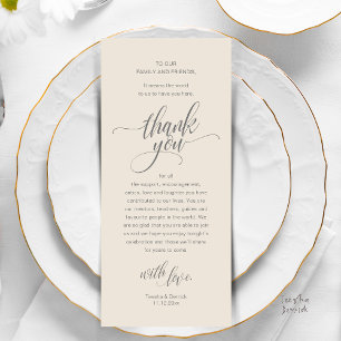 Wedding Reception Place Setting Thank You Card