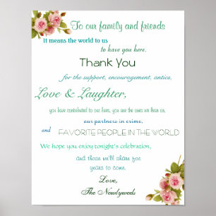 Wedding Reception Poster, Thank You Sign