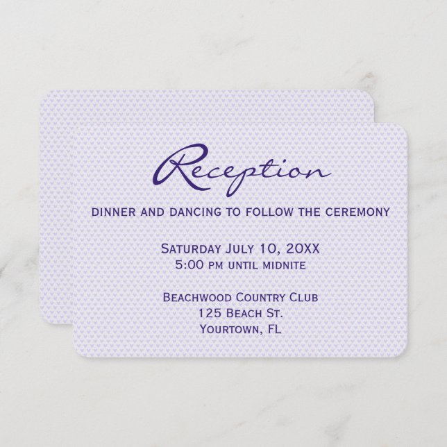 Wedding Reception Purple Hearts Invitation (Front/Back)