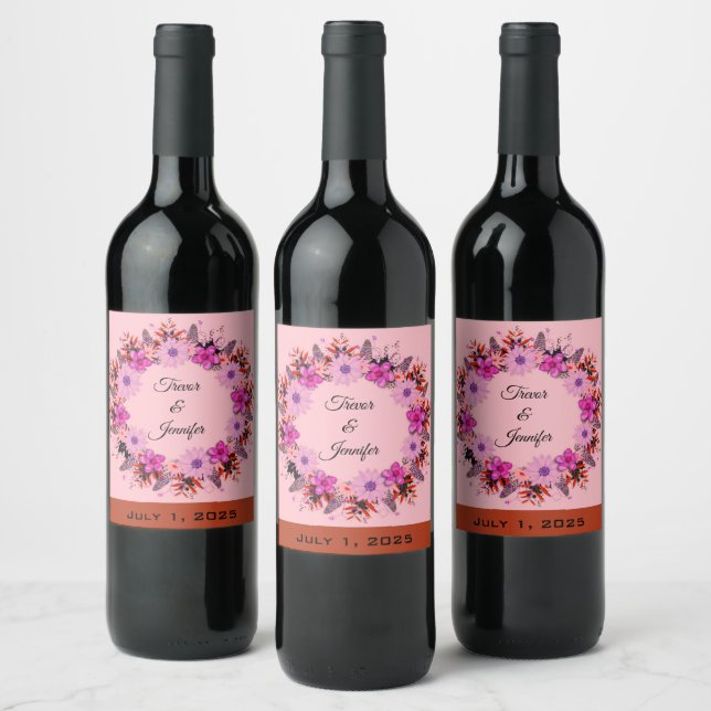 Wedding Reception Rehearsal Elegant Wine  Label (Bottles)