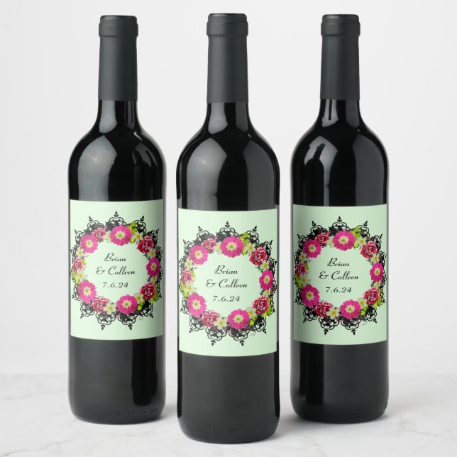 Wedding Reception Rehearsal Elegant Wine  Wine Label (Bottles)