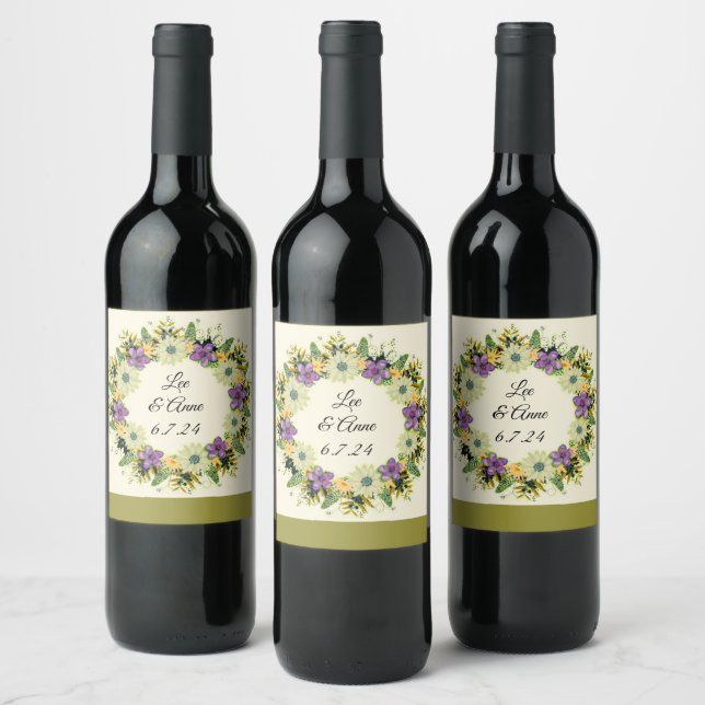 Wedding Reception Rehearsal Elegant Wine  Wine Label (Bottles)