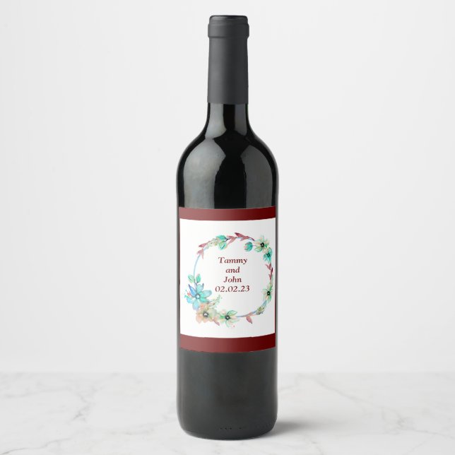 Wedding Reception Rehearsal Wine Elegant Label (Front)