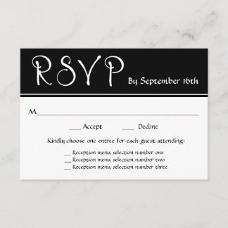 Wedding Reception RSVP 3 Menu Choices Response