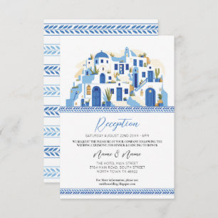 Wedding Reception Santorini Greece Blue Greek Enclosure Card