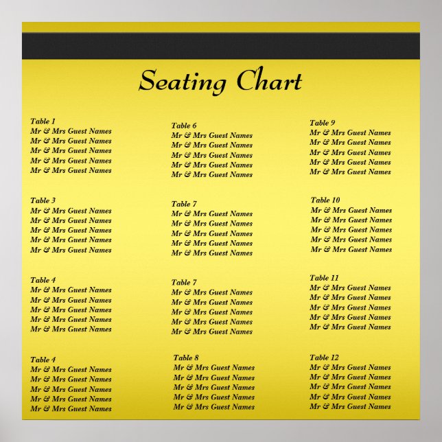 Wedding Reception Seating Chart Poster (Front)