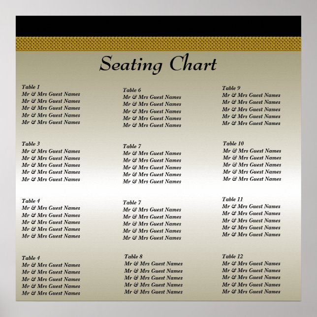 Wedding Reception Seating Chart Poster (Front)