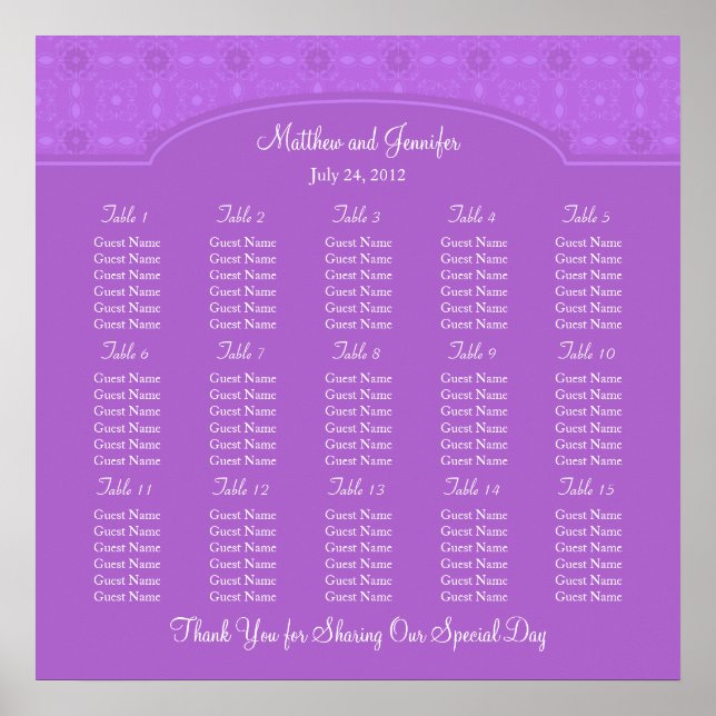 Wedding Reception Seating Chart - Square (Front)