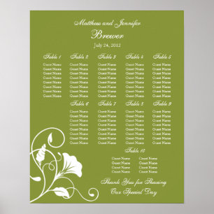 Wedding Reception Seating Chart - Standard Sizes