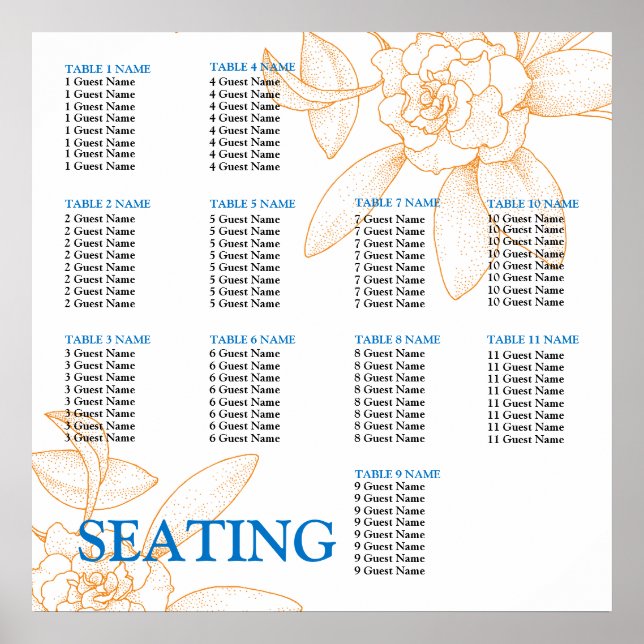 Wedding Reception Seating Chart Template (Front)