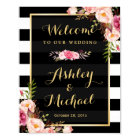Wedding Reception Sign Gold Vintage Floral Stripes