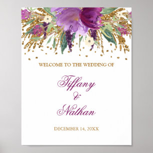 Wedding Reception Sign Purple Glitter Amethyst