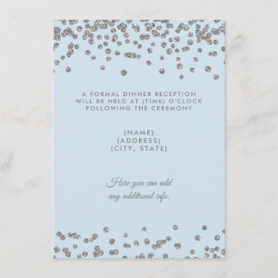 Wedding Reception Silver Glitter Confetti Ice Blue Invitation