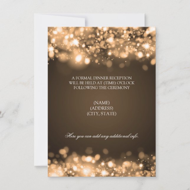 Wedding Reception Sparkling Lights Gold Invitation (Front)