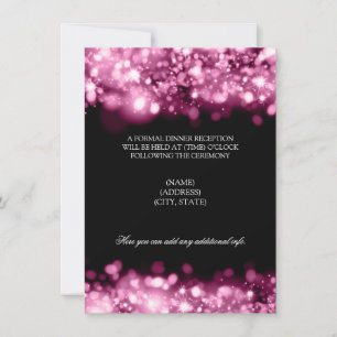 Wedding Reception Sparkling Lights Pink Invitation