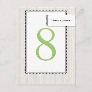 Wedding Reception Table Number Card Green Grey