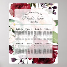 Wedding Reception Table Number Seating Chart Sign