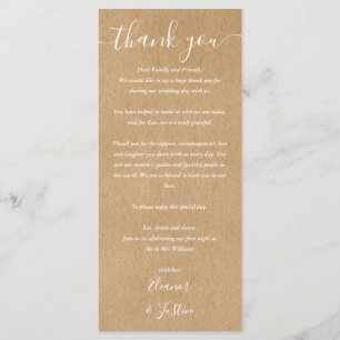 Wedding Reception Thank You Kraft Place Card