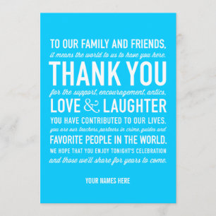 Wedding Reception Thank You Message Card