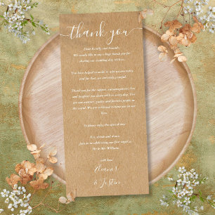 Wedding Reception Thank You Rustic Place Card