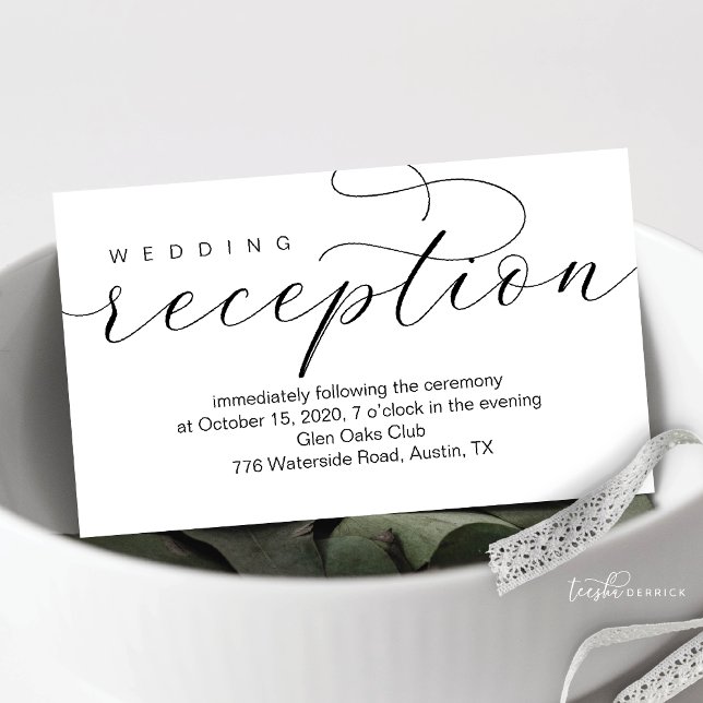 Wedding Reception Time and Venue, Modern minimal Enclosure Card (Wedding Reception Time and Venue, Beautiful Elegance Luxury Enclosure Card)