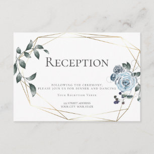 Wedding Reception Watercolor Dusty Blue Floral Enclosure Card