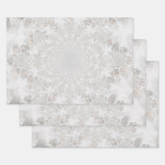 Wedding Reception White Silver Gold Simple Elegant Wrapping Paper Sheet (Set)