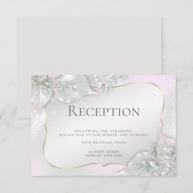 WEDDING RECEPTION | Wispy Pink Shimmer Invitation (Front/Back)