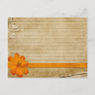 Wedding Recipe Card Vintage Orange Flower