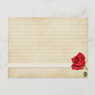Wedding Recipe Card Vintage Red Rose