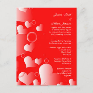 Wedding red hearts invitation